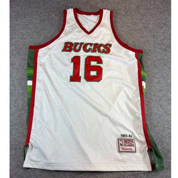 Vintage 80s Mitchell & Ness Milwaukee Bucks Jersey Mens XL White #16 Bob Lanier - Picture 1 of 7